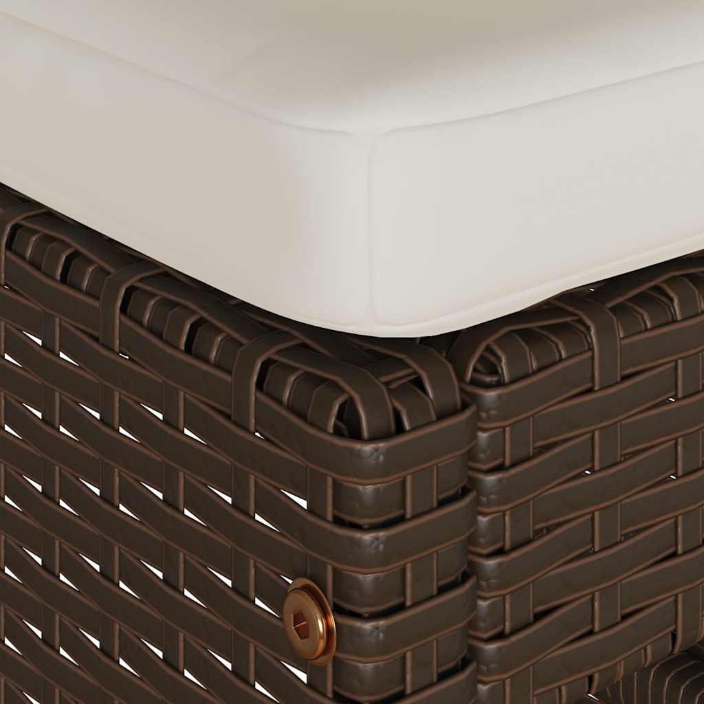 barstole til haven med hynder 4 stk. polyrattan brun