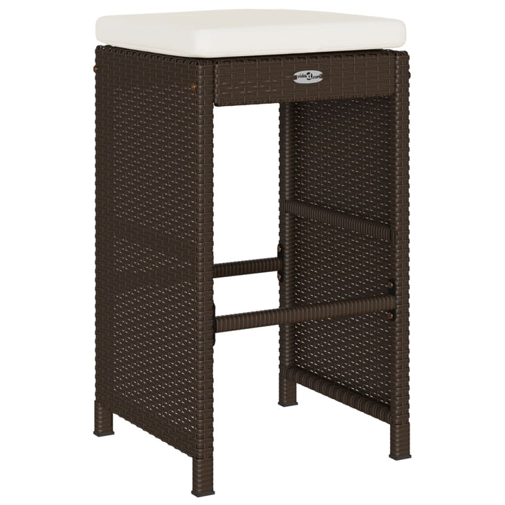 udendørs barstole med hynder 6 stk. polyrattan brun