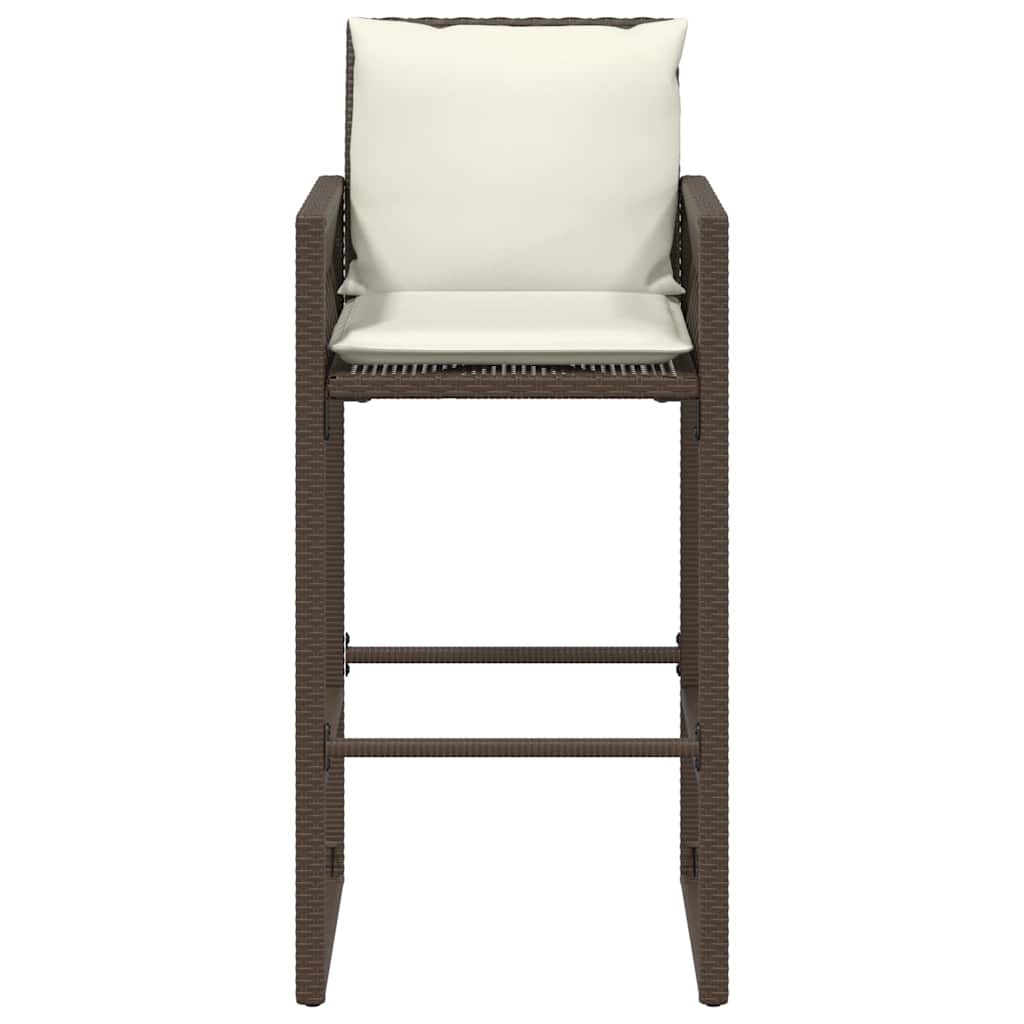 udendørs barstole med hynder 2 stk. polyrattan brun