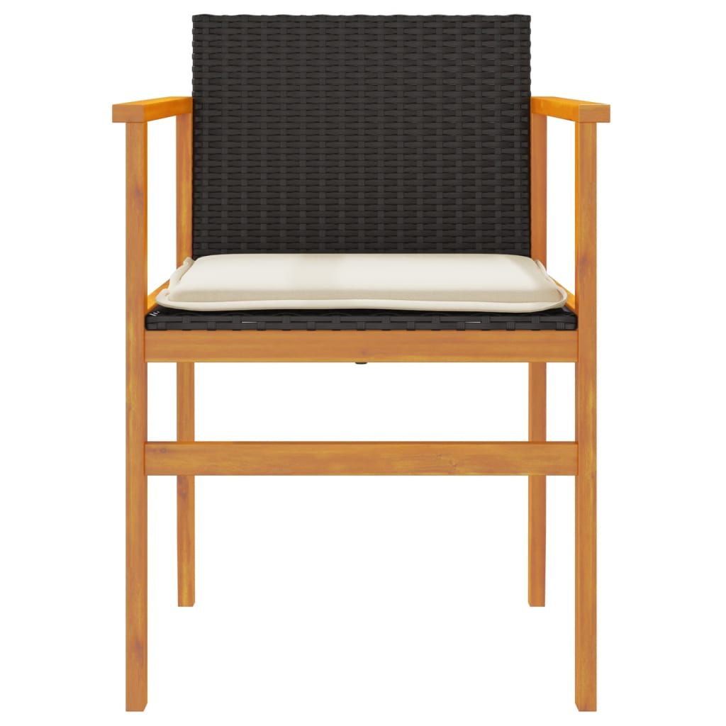 havestole 2 stk. med hynder polyrattan og massivt træ sort