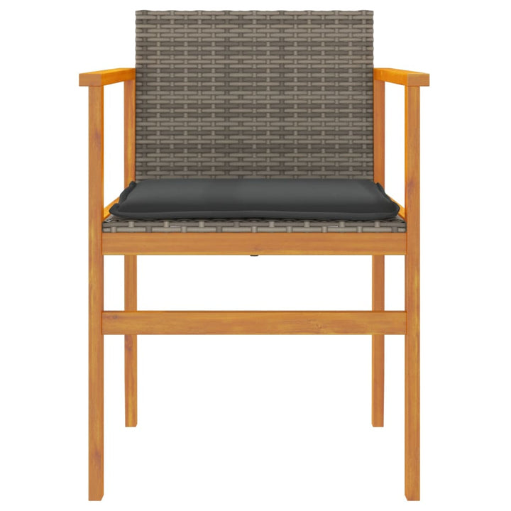 havestole 2 stk. med hynder polyrattan og massivt træ grå