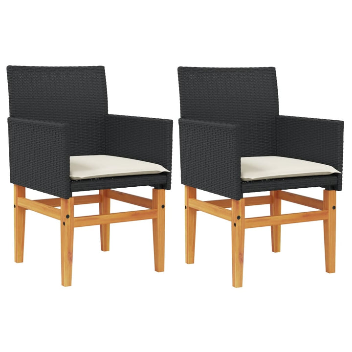 havestole 2 stk. med hynder polyrattan og massivt træ sort