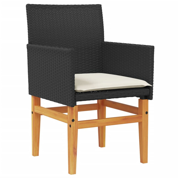 havestole 2 stk. med hynder polyrattan og massivt træ sort