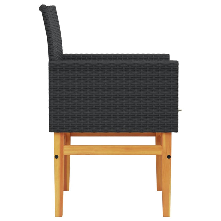 havestole 2 stk. med hynder polyrattan og massivt træ sort