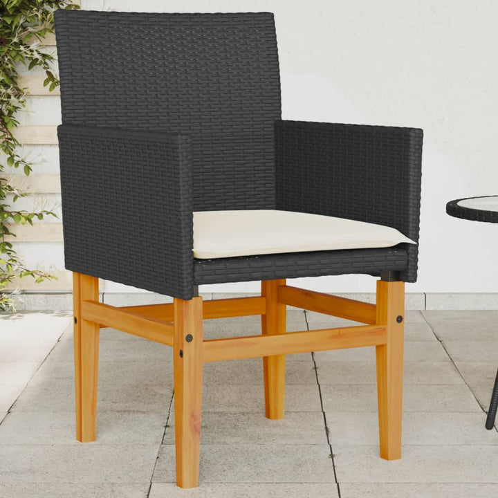 havestole 2 stk. med hynder polyrattan og massivt træ sort