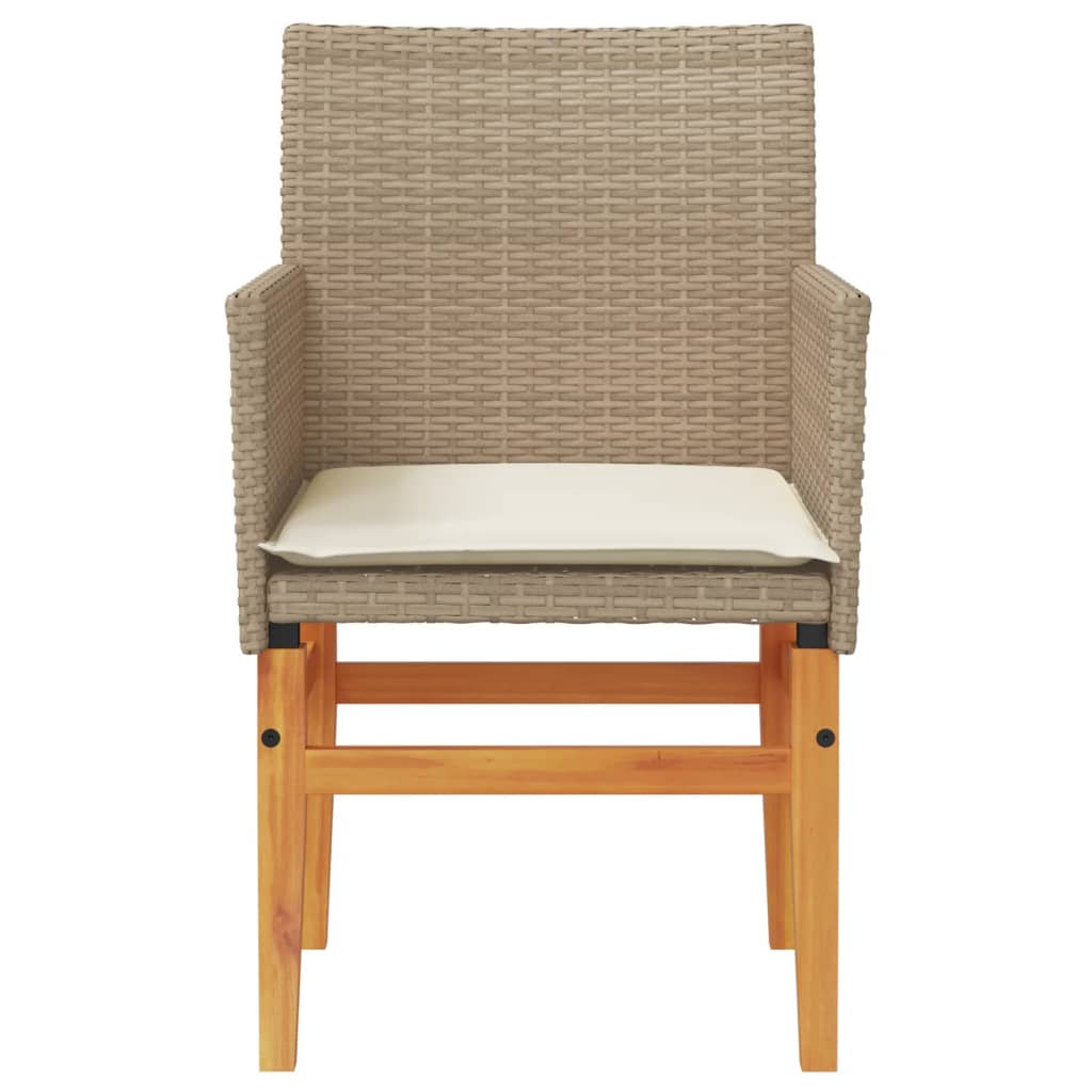 havestole 2 stk. med hynder polyrattan og massivt træ beige