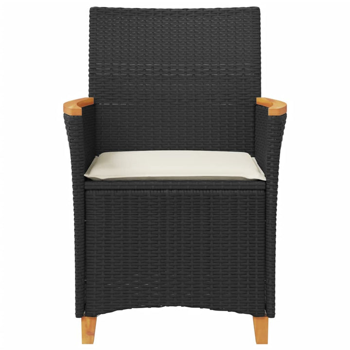havestole 2 stk. med hynder polyrattan og massivt træ sort