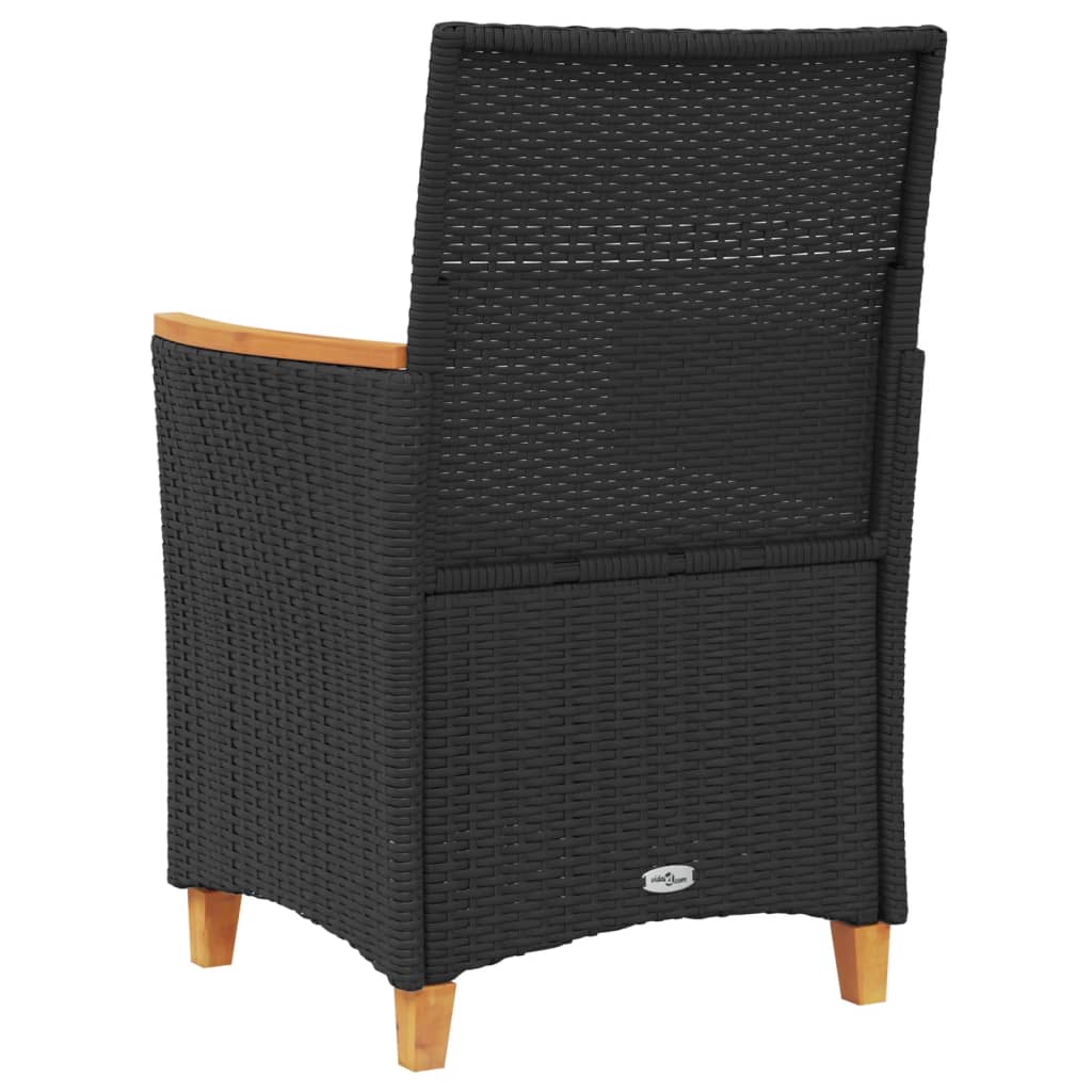 havestole 2 stk. med hynder polyrattan og massivt træ sort