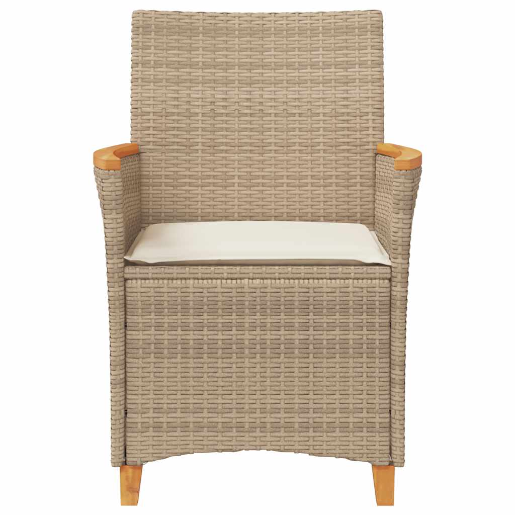 havestole 2 stk. med hynder polyrattan og massivt træ beige