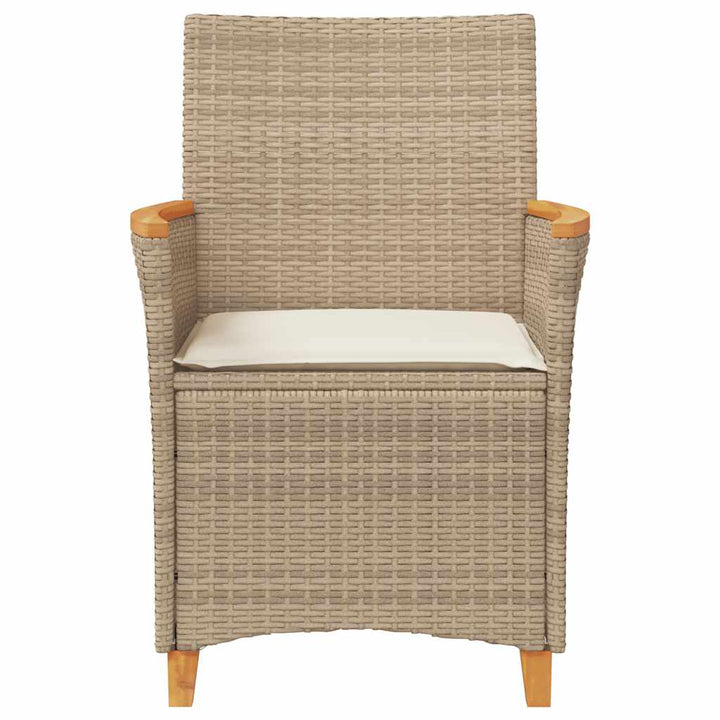 havestole 2 stk. med hynder polyrattan og massivt træ beige