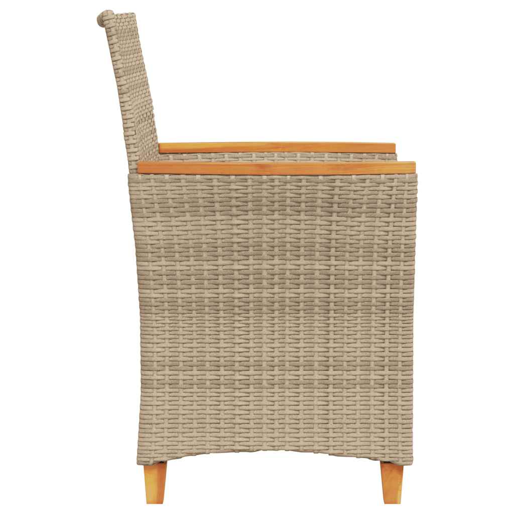 havestole 2 stk. med hynder polyrattan og massivt træ beige
