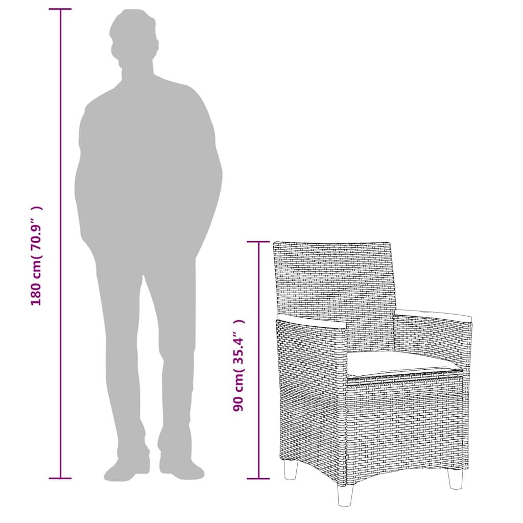 havestole 2 stk. med hynder polyrattan og massivt træ beige