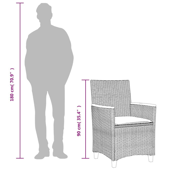 havestole 2 stk. med hynder polyrattan og massivt træ beige