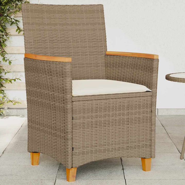 havestole 2 stk. med hynder polyrattan og massivt træ beige