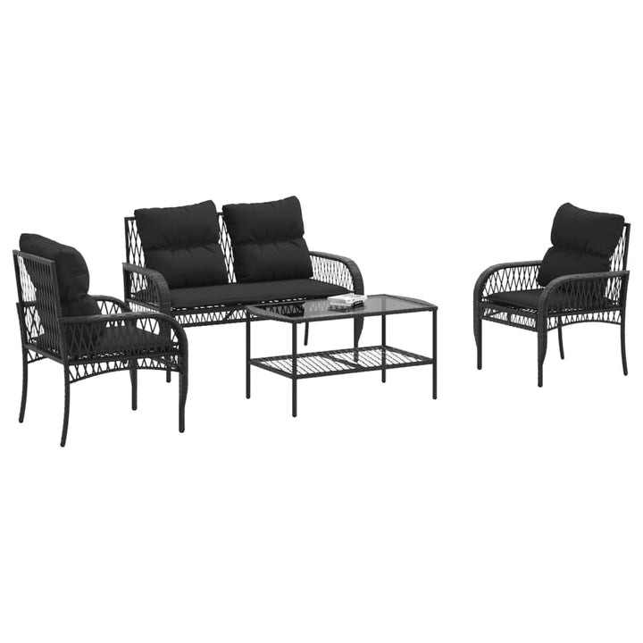 sofasæt til haven 4 dele med hynder polyrattan sort
