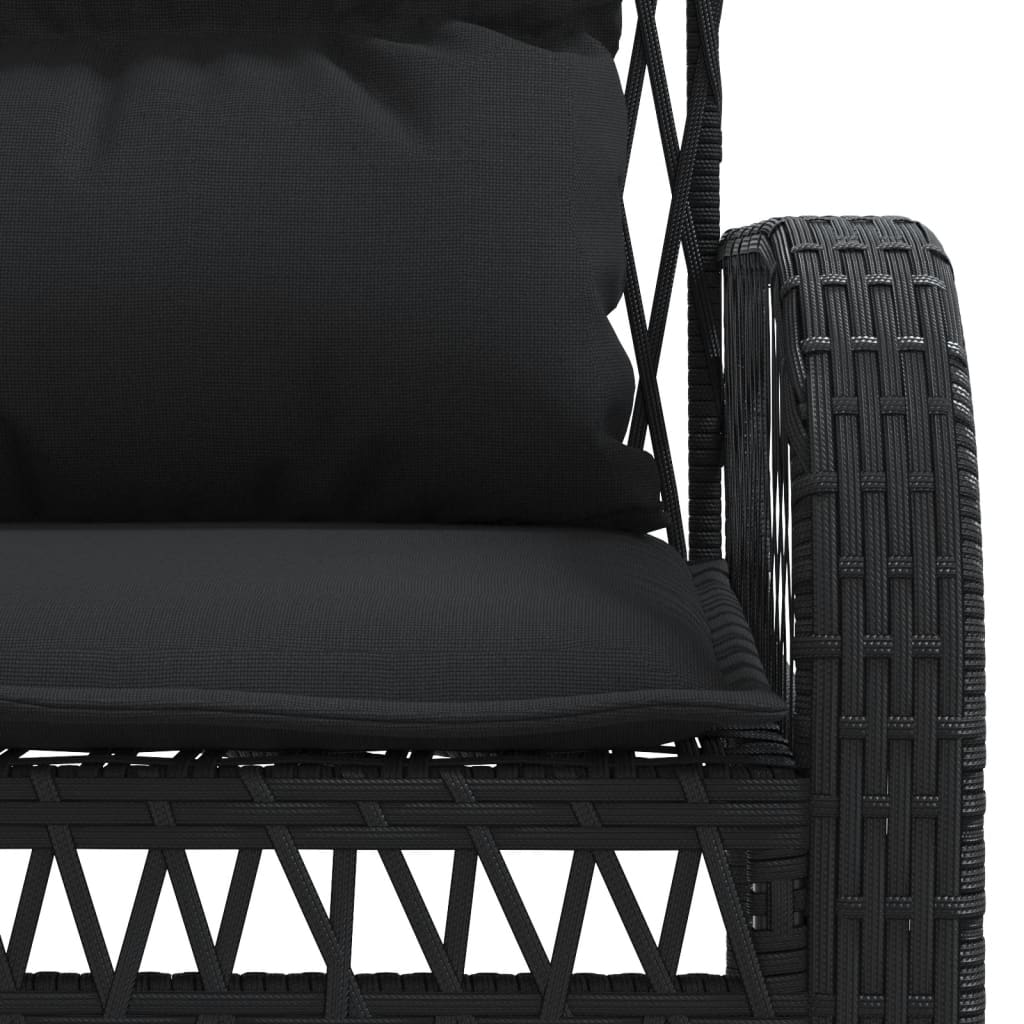sofasæt til haven 4 dele med hynder polyrattan sort