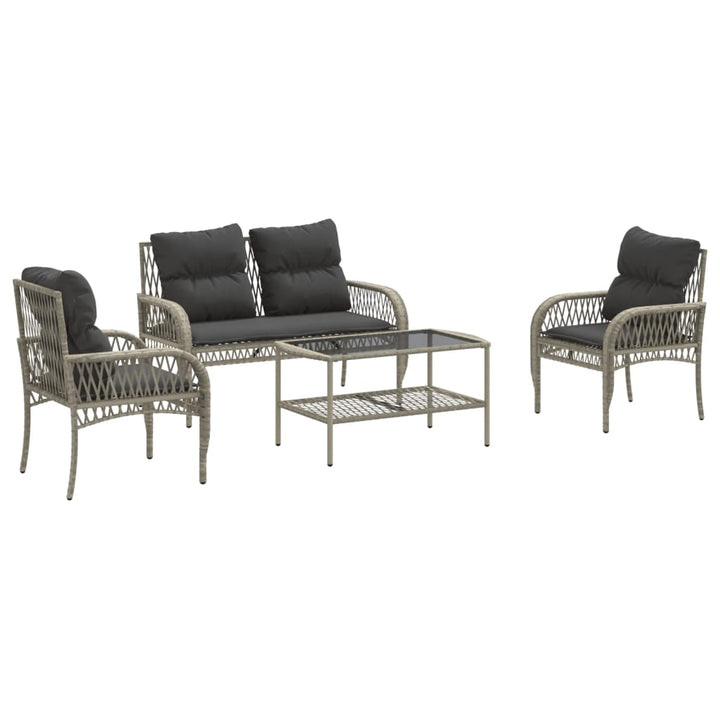 sofasæt til haven 4 dele med hynder polyrattan lysegrå