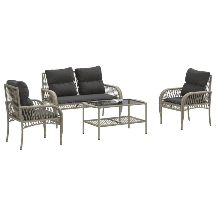sofasæt til haven 4 dele med hynder polyrattan lysegrå