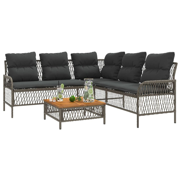 sofasæt 2 dele med hynder polyrattan grå