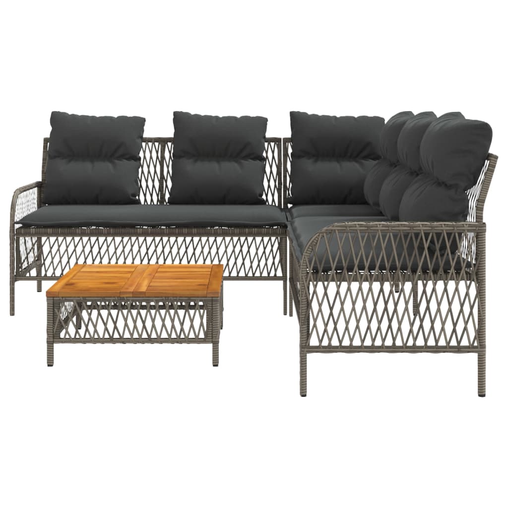 sofasæt 2 dele med hynder polyrattan grå