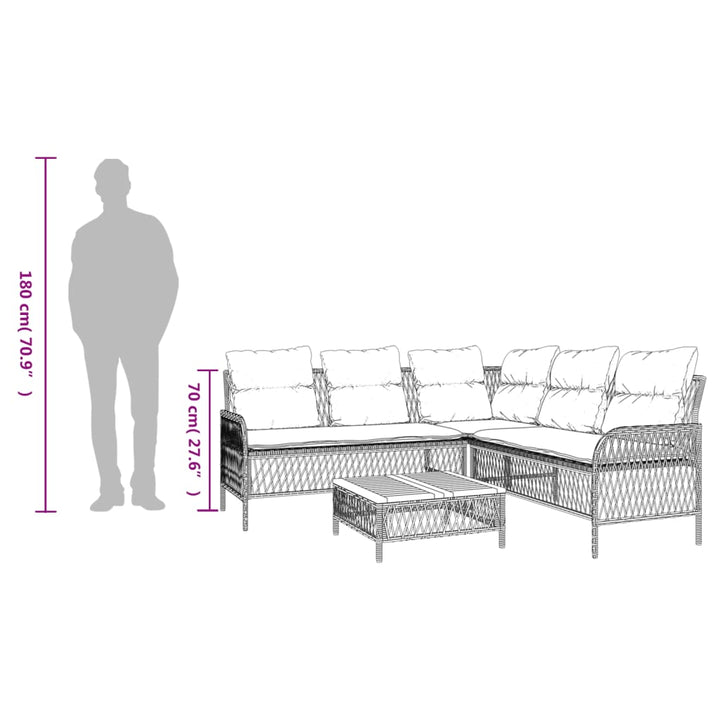 sofasæt til haven 2 dele med hynder polyrattan beige
