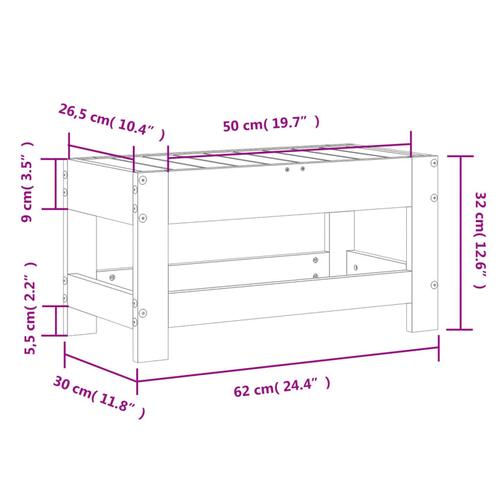 haveskammel 62x30x32 cm massivt douglasgran