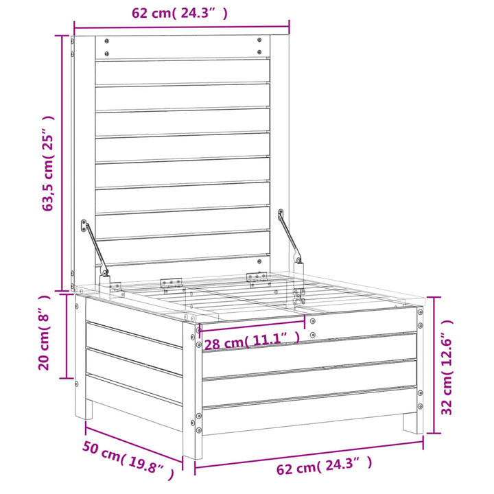 haveskammel 62x63,5x32 cm massivt douglasgran