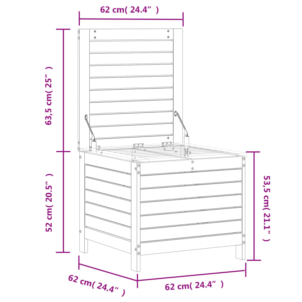 haveskammel 62x63,5x53,5 cm massivt fyrretræ hvid