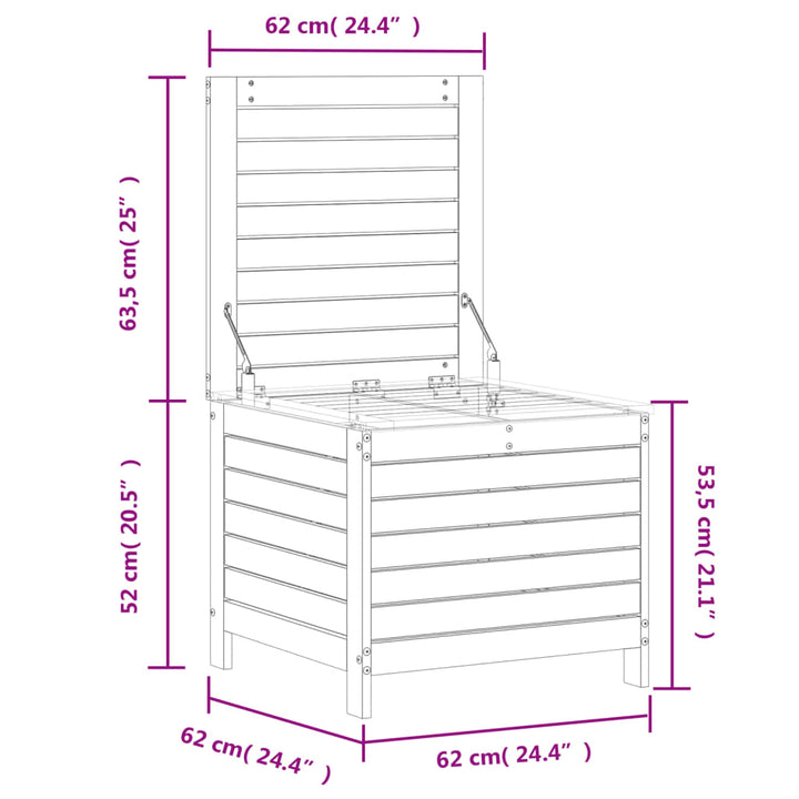 haveskammel 62x63,5x53,5 cm massivt fyrretræ hvid