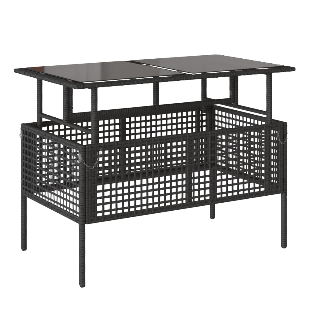 sofasæt til haven 4 dele med hynder polyrattan og glas sort