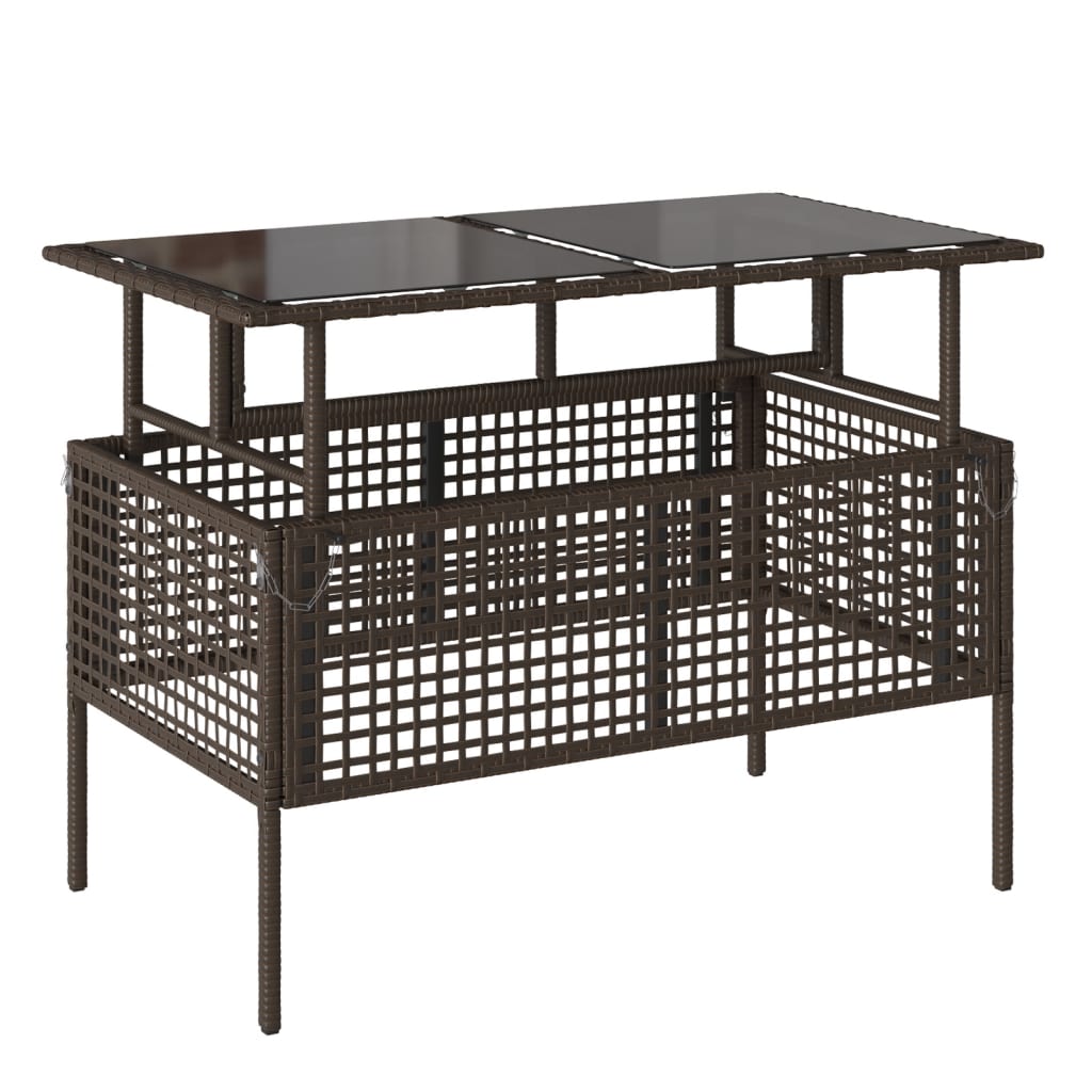 sofasæt til haven 4 dele med hynder polyrattan og glas brun