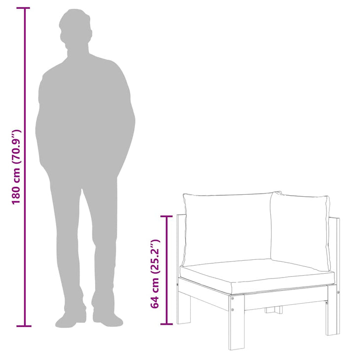 hjørnemodul til havesofa med hynder massivt akacietræ