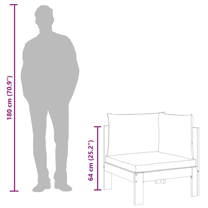 hjørnemodul til havesofa med hynder massivt akacietræ