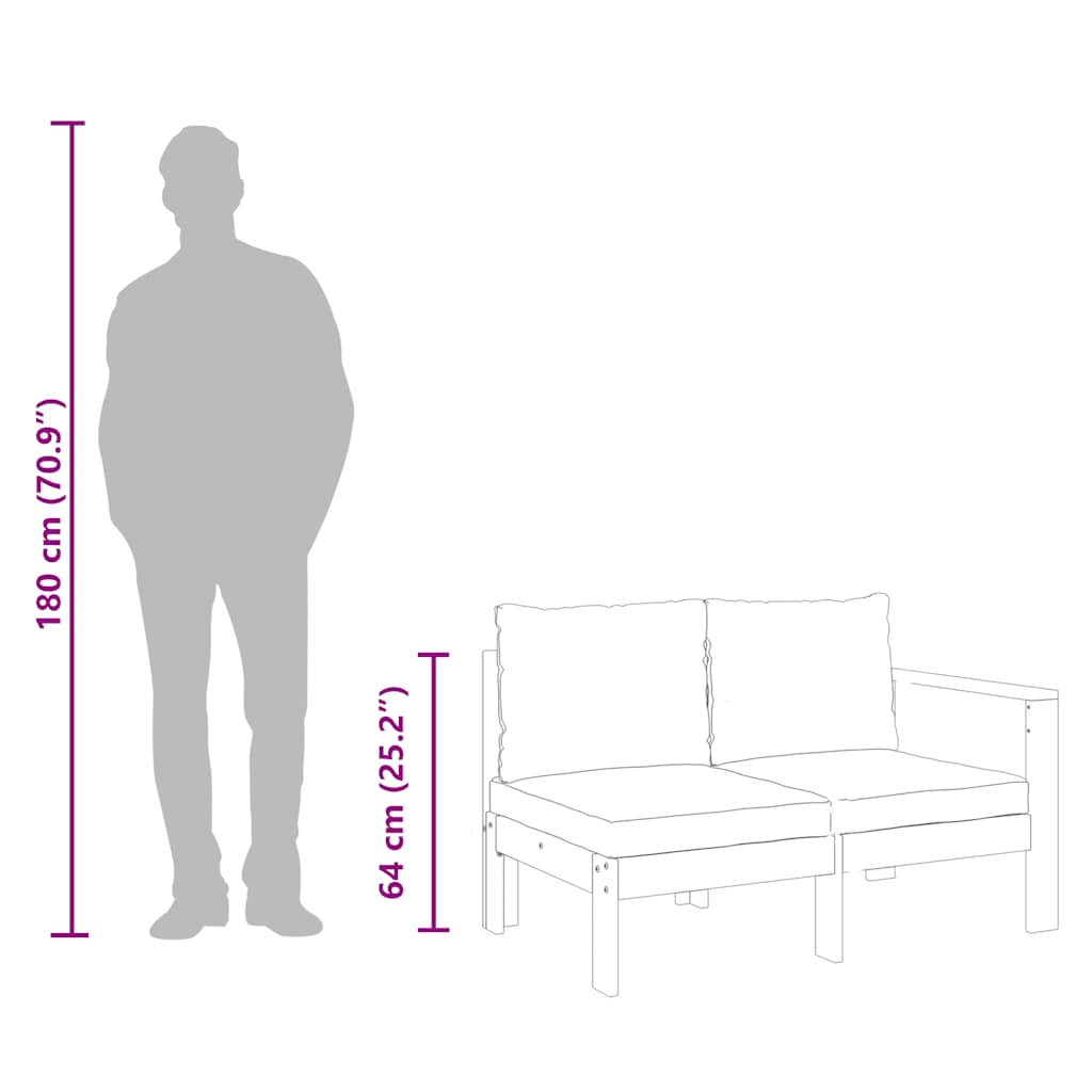 2-personers havesofa med 1 armlæn massivt akacietræ