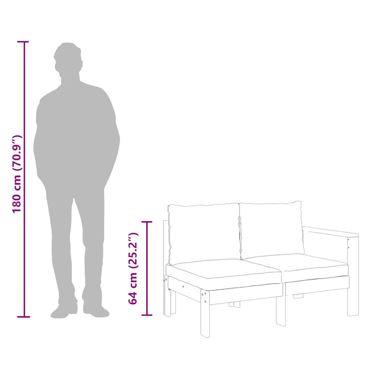 2-personers havesofa med 1 armlæn massivt akacietræ