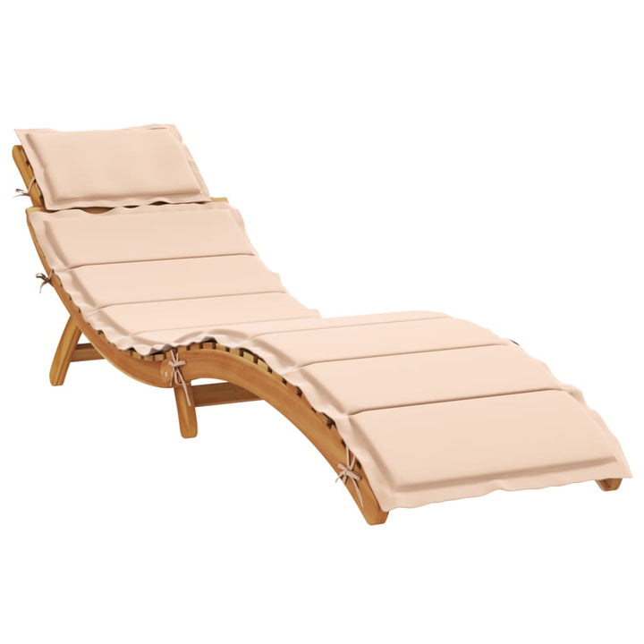 | Liggestol | med pude beige 55 x 184 x 64cm Massivt Akacietræ