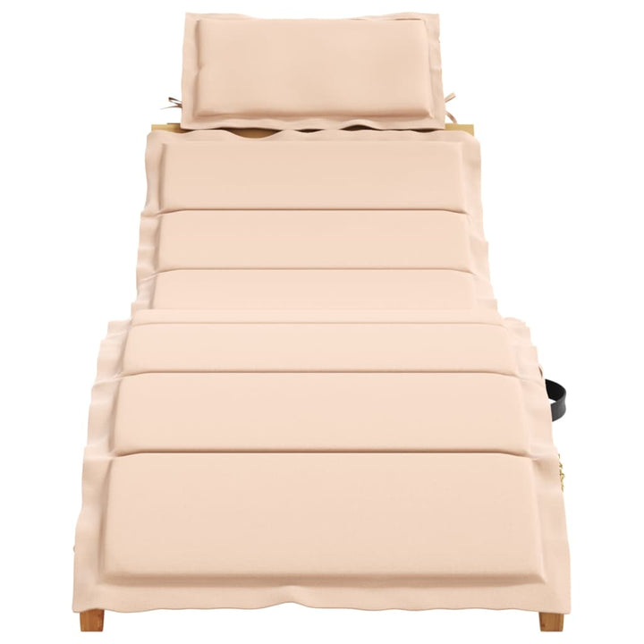 | Liggestol | med pude beige 55 x 184 x 64cm Massivt Akacietræ