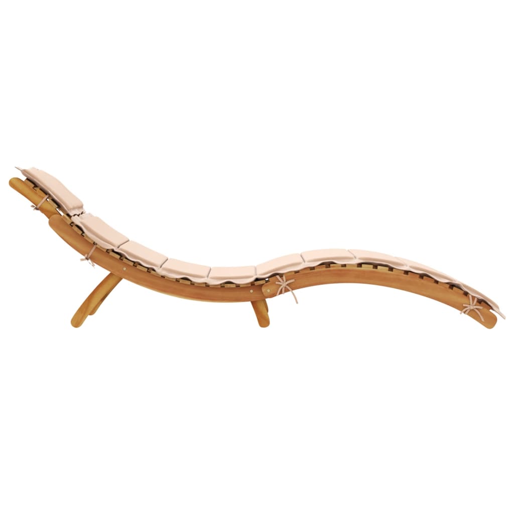 | Liggestol | med pude beige 55 x 184 x 64cm Massivt Akacietræ