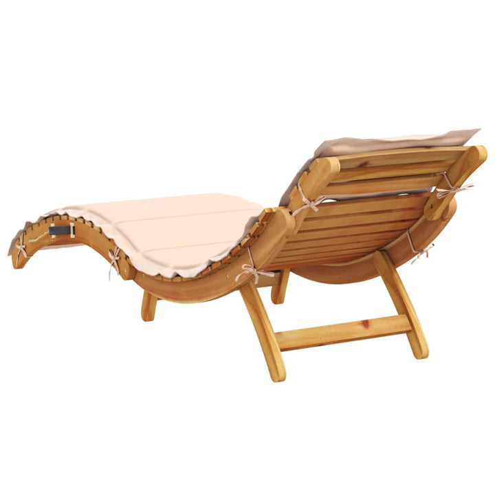 | Liggestol | med pude beige 55 x 184 x 64cm Massivt Akacietræ