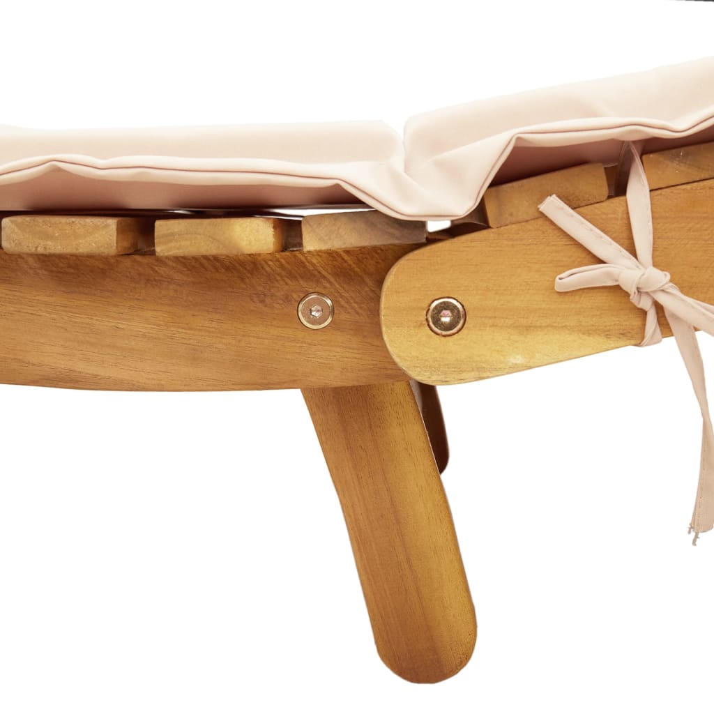| Liggestol | med pude beige 55 x 184 x 64cm Massivt Akacietræ