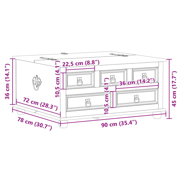 opbevaringsboks Corona 90x78x45 cm massivt fyrretræ