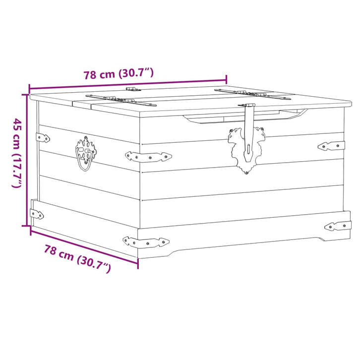 opbevaringsboks Corona 78x78x45 cm massivt fyrretræ