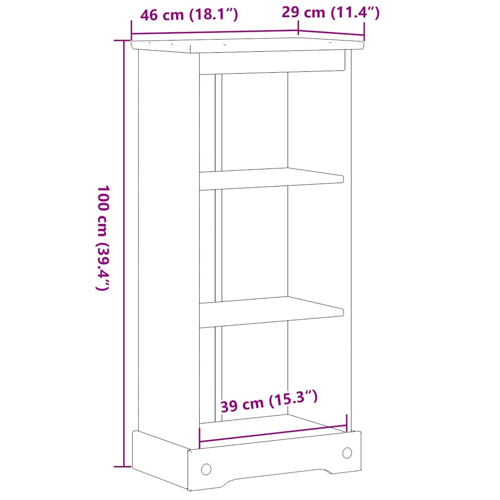 klædeskab Corona 46x29x100 cm massivt fyrretræ