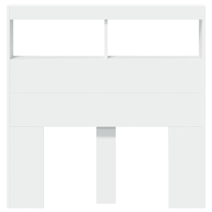 sengegavl med opbevaring og LED-lys 100x17x102 cm hvid