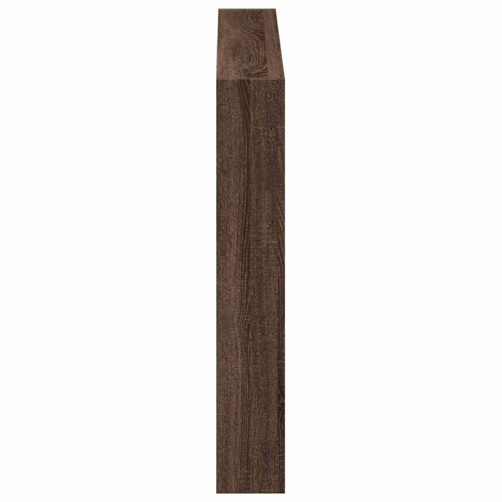 sengegavl med opbevaring og LED-lys 120x17x102 cm brunt eg