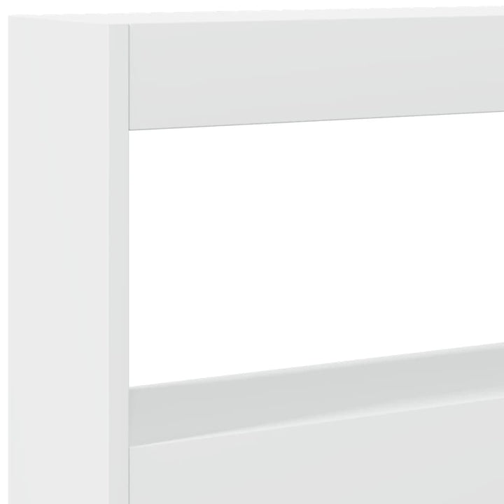 sengegavl med opbevaring og LED-lys 160x17x102 cm hvid