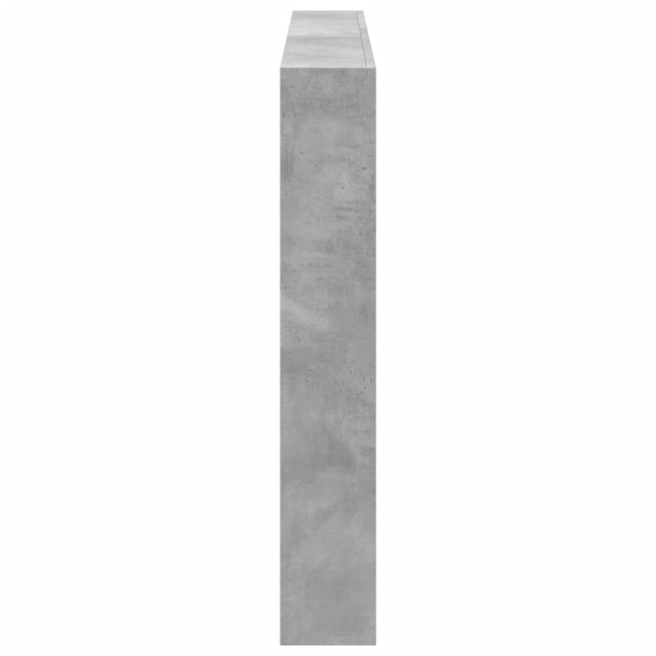 sengegavl med opbevaring og LED-lys 160x17x102 cm betongrå