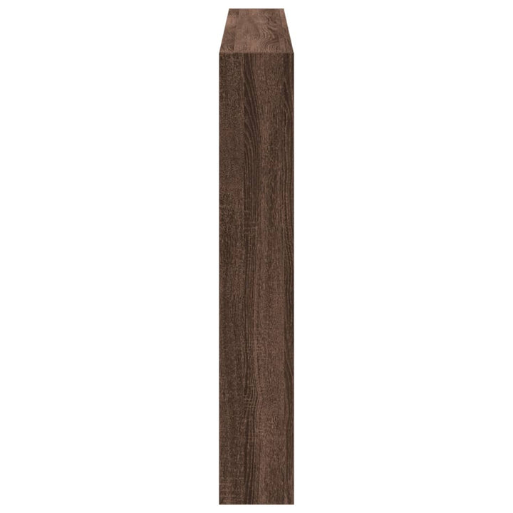 sengegavl med opbevaring og LED-lys 160x17x102 cm brunt eg
