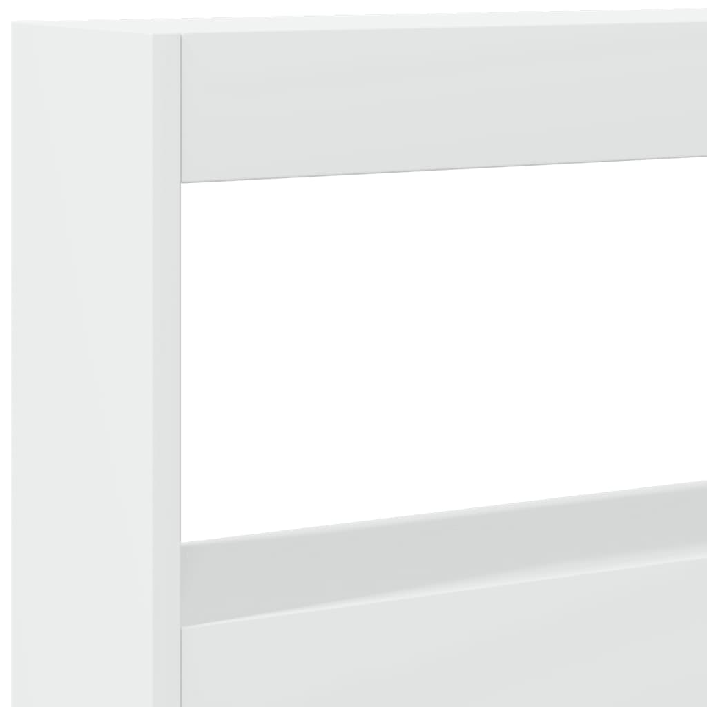 sengegavl med opbevaring og LED-lys 180x17x102 cm hvid