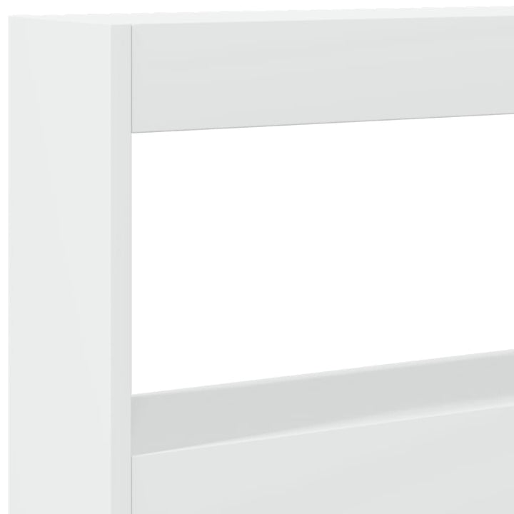 sengegavl med opbevaring og LED-lys 200x17x102 cm hvid